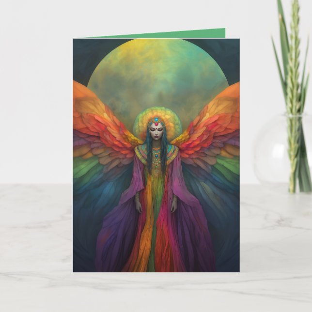 Carte De Remerciements Celestial Rainbow Goddess Angel Spirit Guide Art (Devant)