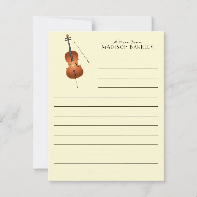 Carte De Remerciements Cello Musicien Musique Enseignant Chaîne Orchestre (Devant)