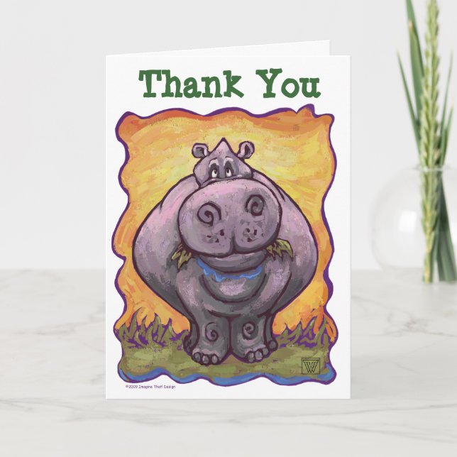 Carte De Remerciements Centre de fête de l'hippopotame (Devant)