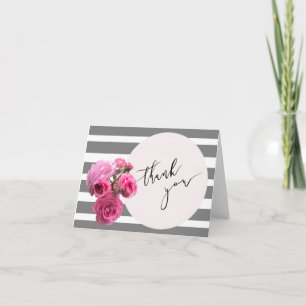 Carte De Remerciements Cercle rose Romance de /Pink de bouquet d'été de