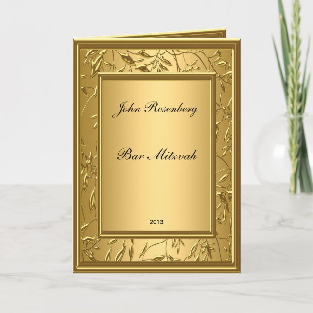 Carte De Remerciements Cérémonie populaire Gold Bar Mitzvah (Devant)