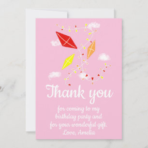 Carte De Remerciements Cerfs-volants dans Sky Pink Girl Anniversaire