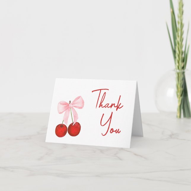 Carte De Remerciements Cerise sur le Baby shower supérieur (Devant)