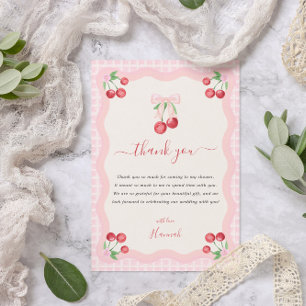 Carte De Remerciements Cerise sur le Gâteau Réception de Mariage