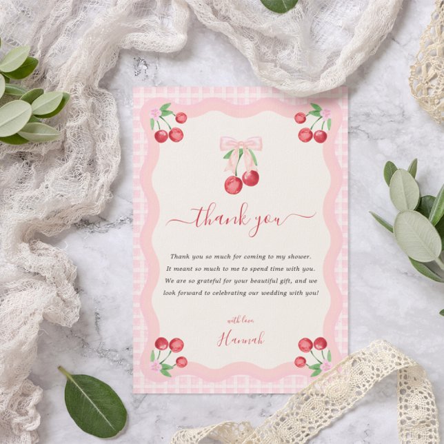 Carte De Remerciements Cerise sur le Gâteau | Réception de mariage (Créateur téléchargé)