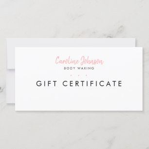Carte De Remerciements Certificat cadeau de cirage du corps Simple Minima
