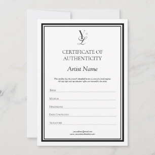 Carte De Remerciements Certificat d'authenticité du logo personnalisé