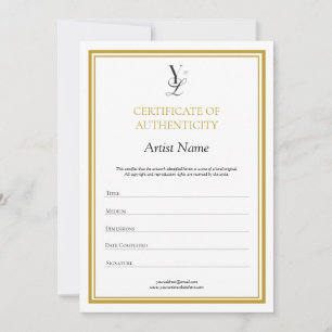 Carte De Remerciements Certificat d'authenticité du logo personnalisé