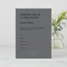 Certificat d'Authenticité Thème Sombre Moderne