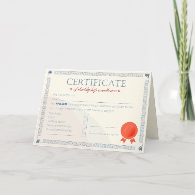 Carte De Remerciements Certificat d'excellence en adduction : Approuvé pa (Devant)