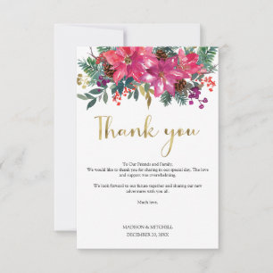 Carte De Remerciements C'Est La Saison D'Être Marié Winter Pink Noël