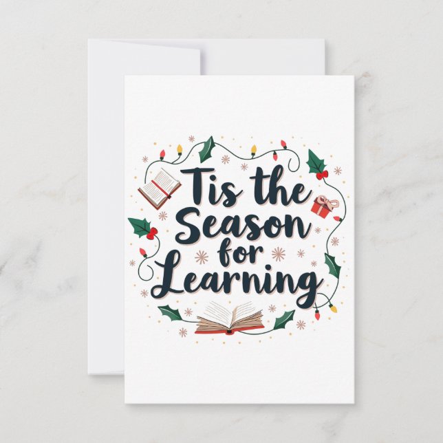 Carte De Remerciements C'est la saison pour apprendre Enseignant de Noël (Devant)