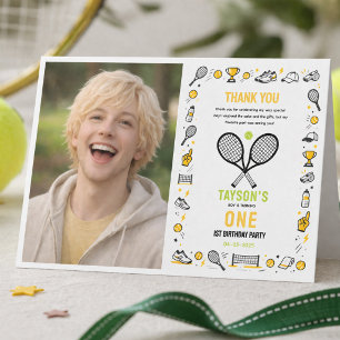 Carte De Remerciements C'est l'anniversaire de Game Time Tennis 1st - Fun