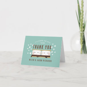 Carte De Remerciements C'est plus amusant avec le Baby shower Twins