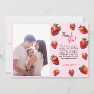 Carte De Remerciements C'est un baby shower de fraise fille