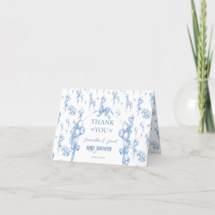 Carte De Remerciements C'est un petit Baby shower Safari Animal Blue Ball
