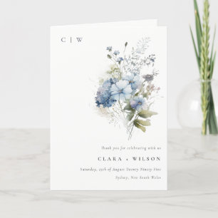 Carte De Remerciements Chalet bleu Dusky Mariage floral