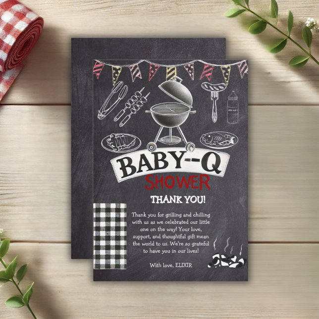 Carte De Remerciements Chalkboard Baby-Q Grill Baby shower (Créateur téléchargé)
