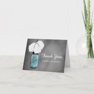 Carte De Remerciements Chalkboard Mason Jar White Hydrangeas
