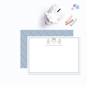 Carte De Remerciements Chambre de bébé classique ours en peluche bleu et