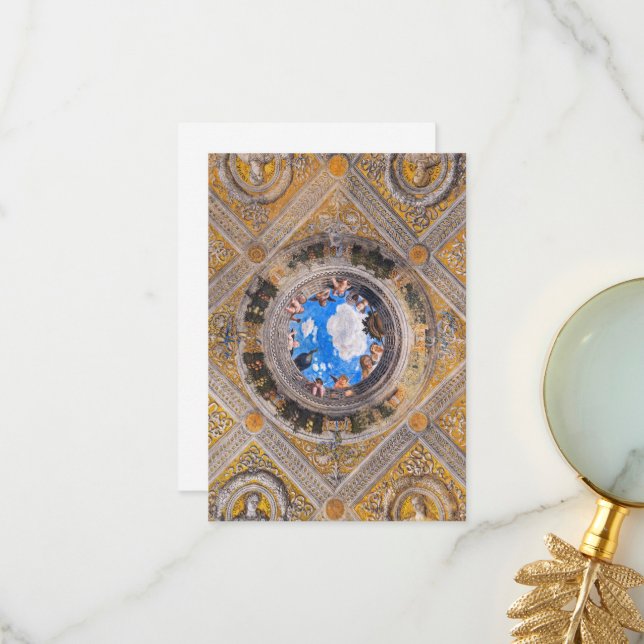 Carte De Remerciements Chambre des nuptiales, plafond par Andrea Mantegna (Devant/Arrière en situation)