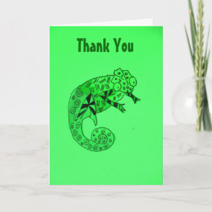 Carte De Remerciements Chaméléon vert