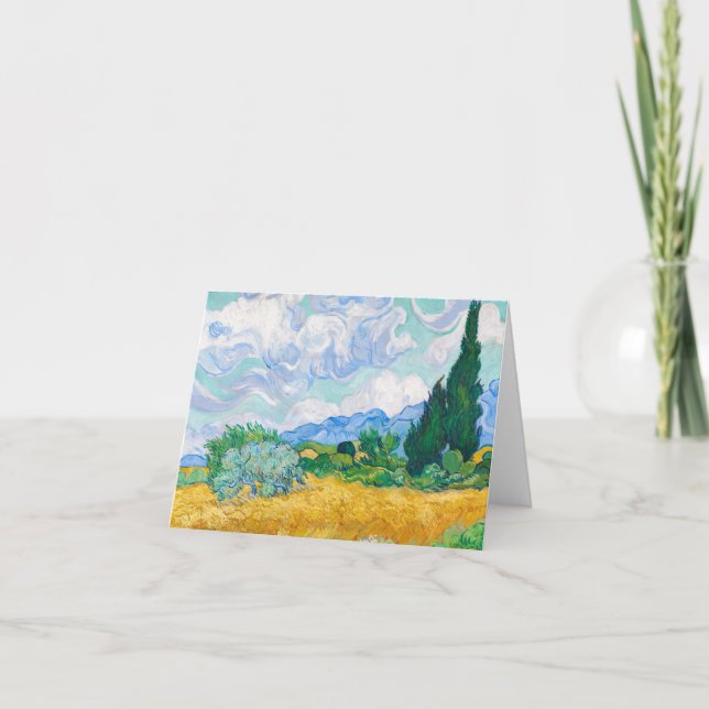 Carte De Remerciements Champ de blé avec Cyprès par Vincent van Gogh (Devant)