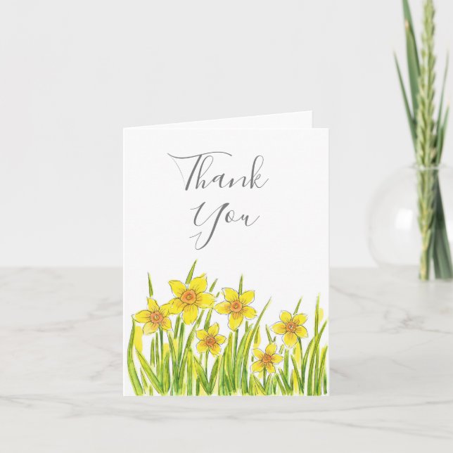 Carte De Remerciements Champ de Daffodils (Devant)