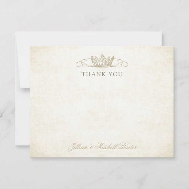 Carte De Remerciements Champagne Gold Fairytale Crown (Devant)