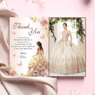 Carte De Remerciements Champagne Princesse Robe Quinceañera Anniversaire