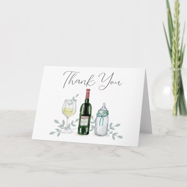 Carte De Remerciements Champagne verdoyante Sip & Voir Baby shower (Devant)