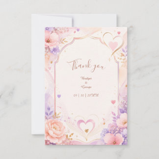 Carte De Remerciements Chanson d'amour de mariage Romance Pivoine Pastel