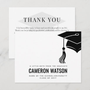 Carte De Remerciements Chapeau minimaliste moderne et remise des diplômes
