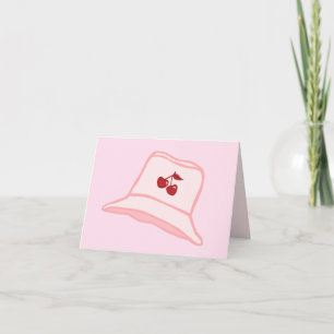 Carte De Remerciements Chapeau Seau Bébé Dessin Animé Rose Cerise Coquett
