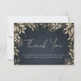 Carte De Remerciements Charcoal Gold Neutral Foliage Holiday