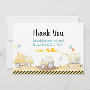 Carte De Remerciements Charges De Camion De Construction Anniversaire Amu