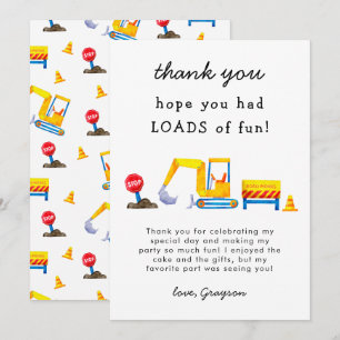 Carte De Remerciements Charges de plaisir d'anniversaire de construction