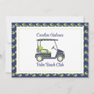 Carte De Remerciements Chariot de golf aux alligators chic de Palm Beach