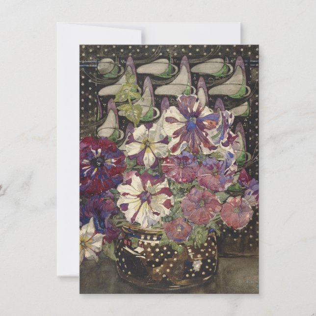 Carte De Remerciements Charles Rennie Mackintosh - pétunias (Devant)