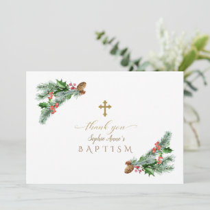 Carte De Remerciements Charm Winter Holidays Arrangement Baptême