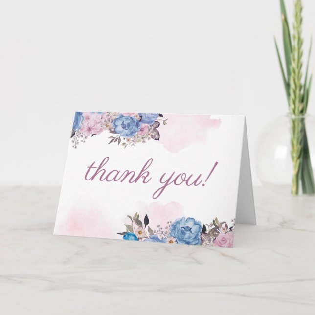 Carte De Remerciements Charme parisien Floral Custom Wedding Photo (Devant)