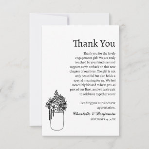 Carte De Remerciements Charming Rustic Minimalist Fiançailles Cadeau
