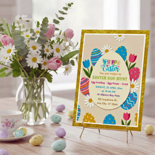 Carte De Remerciements Chasse aux œufs de Pâques Fête florale de cadre
