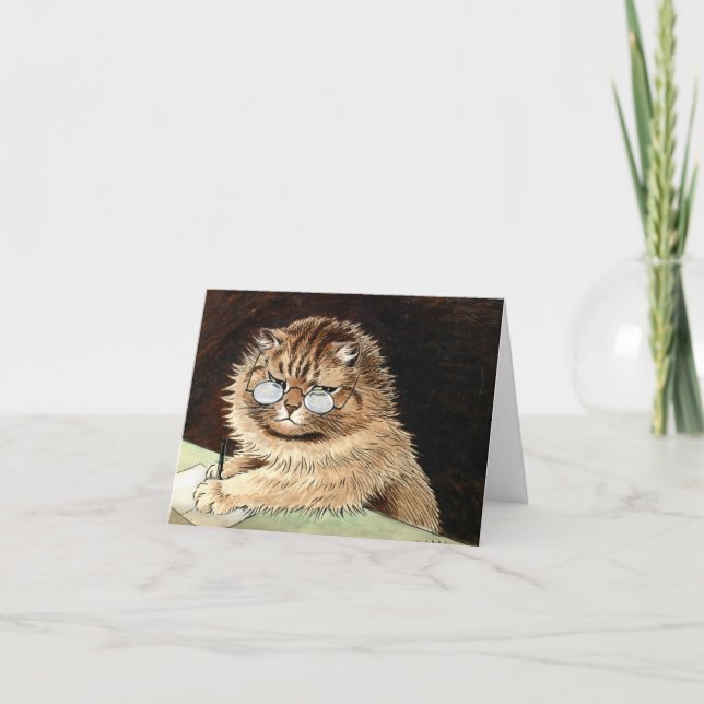Carte De Remerciements Chat au travail avec lunettes de Louis Wain (Devant)