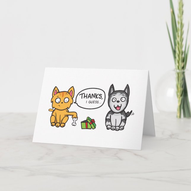 Carte de remerciements chat et chien (Devant)