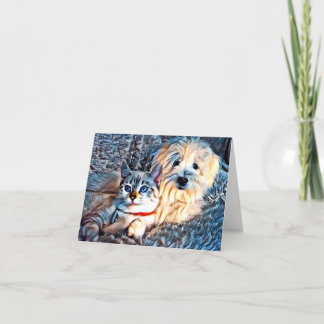 Carte De Remerciements Chat et chien