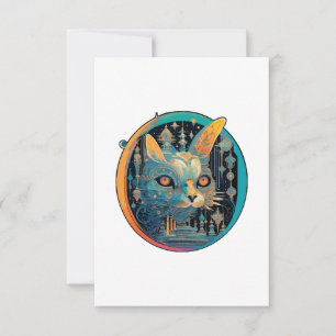 Carte De Remerciements Chat étrange qui fixe vos phares