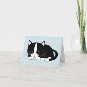 Carte De Remerciements Chat Kitty endormi {Chat Tuxedo} Notes de remercie