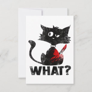 Carte De Remerciements Chat Noir Drôle Meurtrier Avec Hallowee Couteau