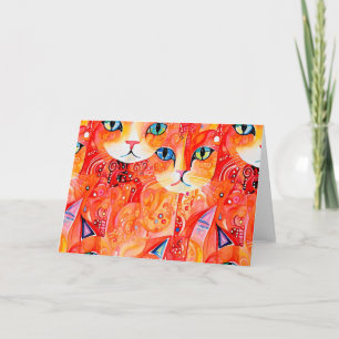 Carte De Remerciements chat orange Abstrait